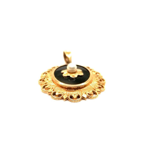 Pendentif PENDENTIF OR JAUNE ONYX ET PERLE 58 Facettes 3797