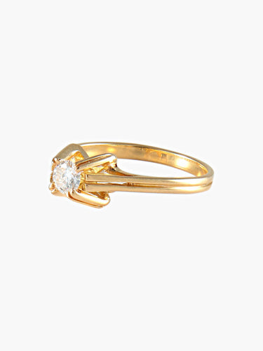 Bague 54 Bague vintage solitaire diamant en or jaune 58 Facettes