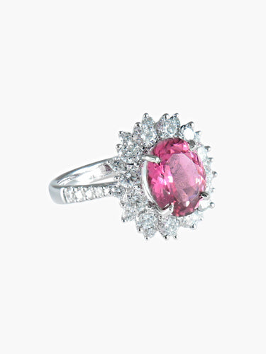Bague 52 Bague Marguerite Saphir rose Diamants 58 Facettes
