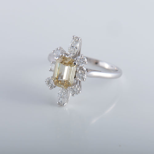 Bague 55 Solitaire diamant couleur naturelle 58 Facettes