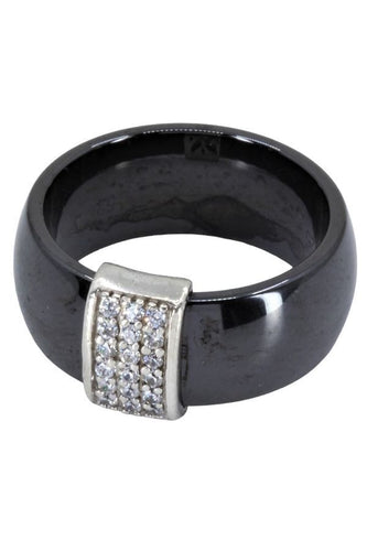 Bague 52 BAGUE MODERNE CÉRAMIQUE ET DIAMANTS 58 Facettes 056411