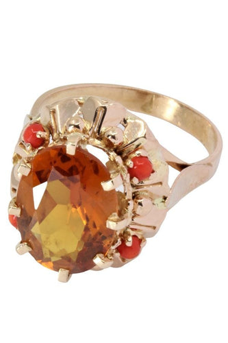 Bague BAGUE ANCIENNE CITRINE ET CORAIL 58 Facettes 047081
