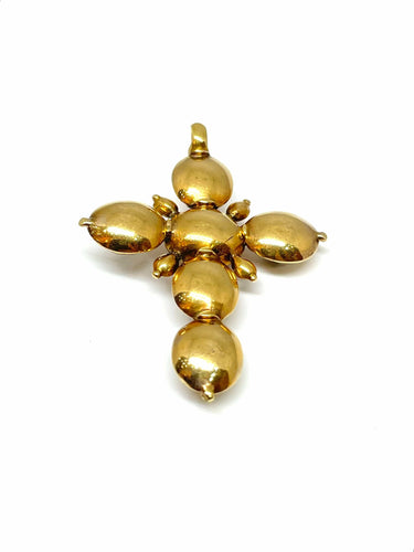 Pendentif Sublime croix antique en or et diamants taillés en rose de table 58 Facettes