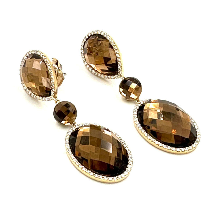 Boucles d'oreilles ROBERTO COIN. Boucles d’oreilles or rose, quartz et diamants 58 Facettes