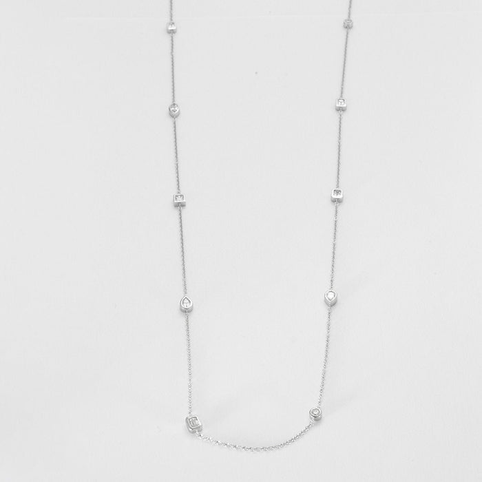 Collier Collier or blanc chaîne alternée de diamants 58 Facettes 3674