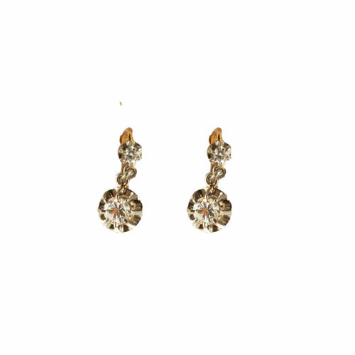 Boucles d'oreilles Dormeuses diamants or jaune et platine 58 Facettes