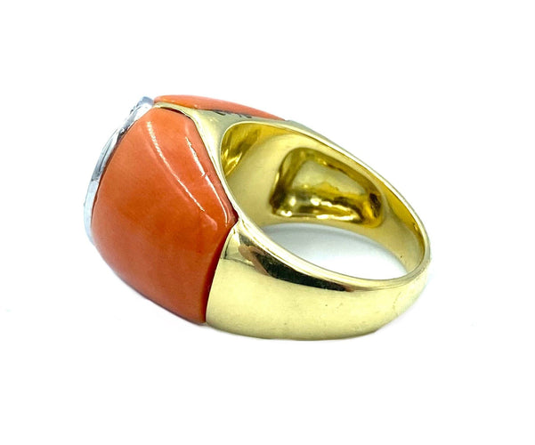 Bague Bague 1970 or et corail 58 Facettes