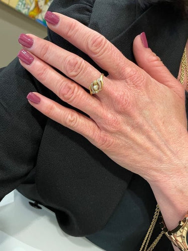 Bague 61 BAGUE PERLES ET DIAMANTS ART NOUVEAU 58 Facettes 049661