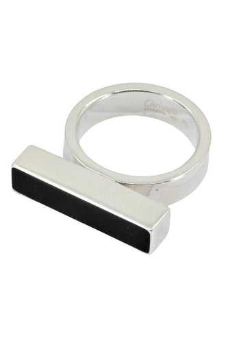 Bague 51 BAGUE MODERNE ARGENT ET ONYX "CHRISTOFLE" 58 Facettes 044321