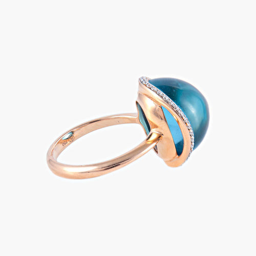 Bague 51 Bague Topaze bleue Diamants 58 Facettes