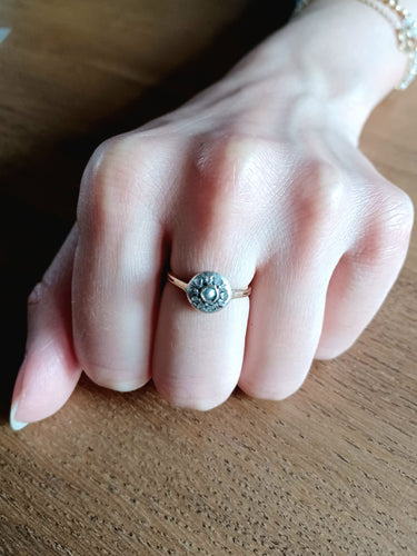 Bague 49.5 Bague Or Argent Diamants Et Perles 58 Facettes 3087/1