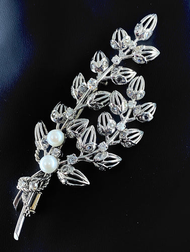 Broche Broche Platine Or Perles Diamants. 58 Facettes AB213