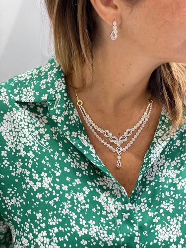 Collier Parure en or jaune, rose et blanc oxydes de zirconium 58 Facettes
