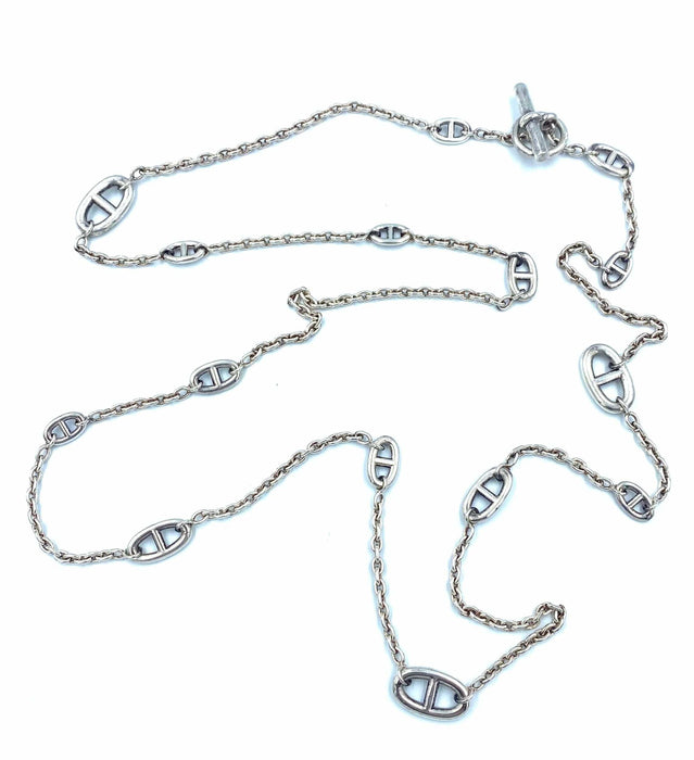 Collier HERMÈS. Sautoir Farandole argent 120cm 58 Facettes