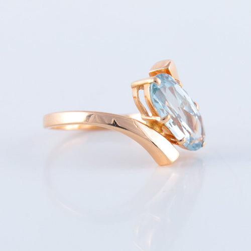 Bague 54.5 Bague Or rose Aigue-marine 58 Facettes JE93