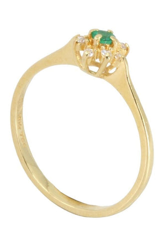 Bague 53 BAGUE FLEUR ÉMERAUDE ET DIAMANTS 58 Facettes 055411