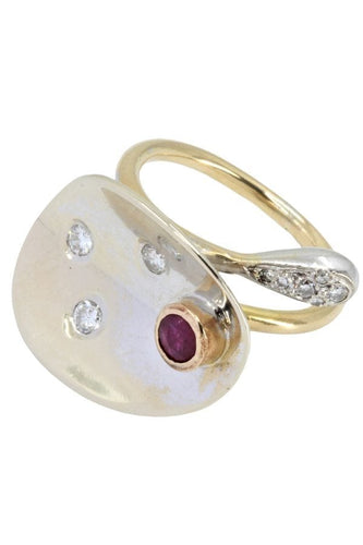 Bague BAGUE DE CRÉATEUR RUBIS ET DIAMANTS 58 Facettes 048131