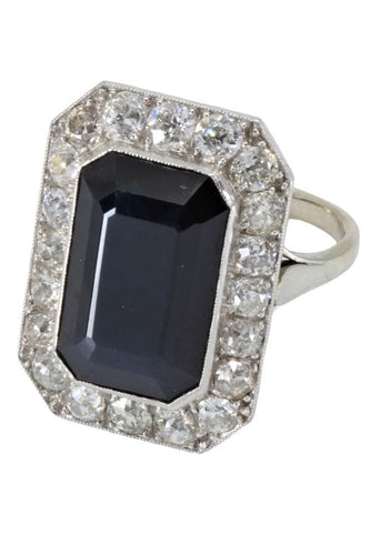 Bague 56 BAGUE ART DÉCO SAPHIR ET DIAMANTS 58 Facettes 054151