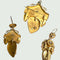 Broche ENSEMBLE ANTIQUE DE BOUCLES D'OREILLES ET BROCHE/PENDENTIF DU 19ÈME SIÈCLE en OR 18 kt avec DIAMANTS 58 Facettes Q995A