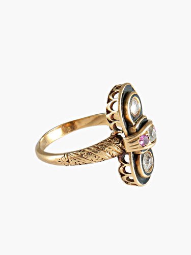 Bague 52 Bague Or Email Diamants 58 Facettes