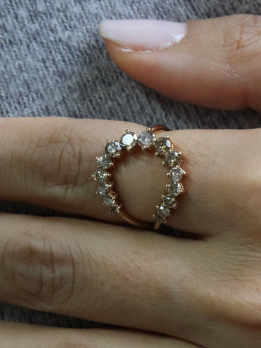 Bague 54 Bague lune Or jaune Diamant 58 Facettes P144