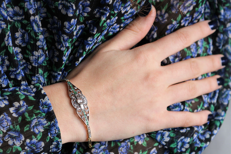 Bracelet Bracelet diamants et émeraudes 58 Facettes 520