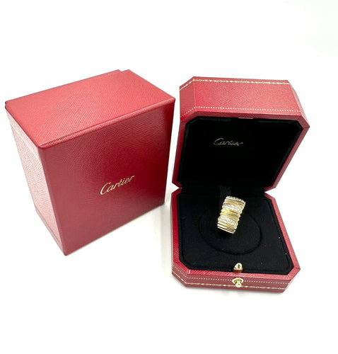 Bague 54 CARTIER. Collection Casque d’or, bague vintage or jaune et diamants 58 Facettes