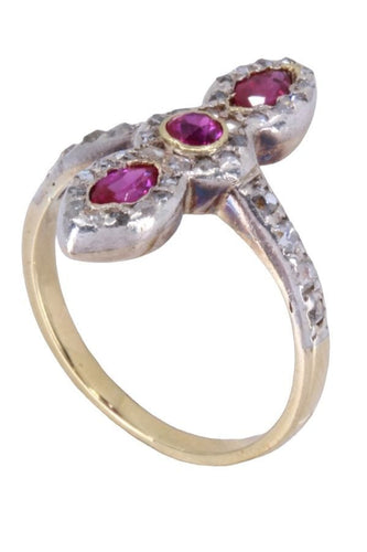 Bague BAGUE ART-NOUVEAU RUBIS ET DIAMANTS 58 Facettes 073021