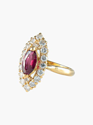 Bague Bague ancienne navette rubis or jaune 58 Facettes LP5-41