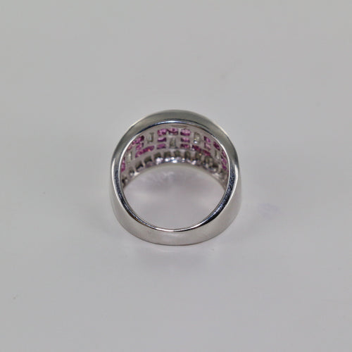 Bague Bague diamants et saphirs roses 58 Facettes