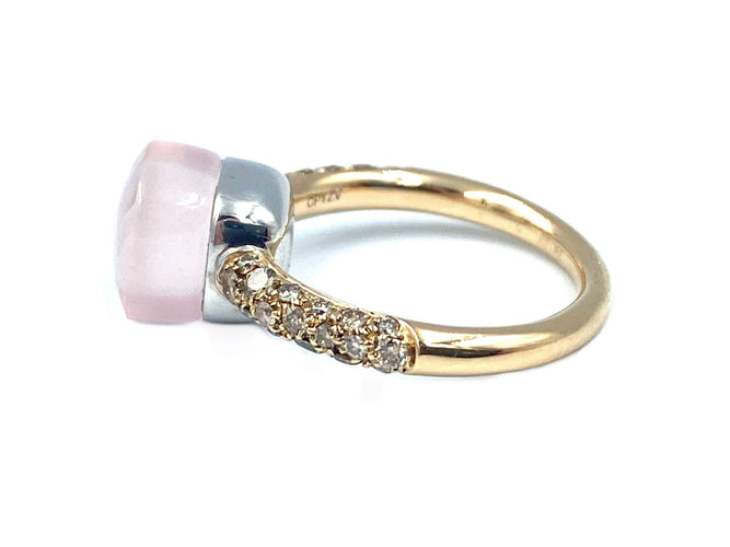 Bague POMELLATO - bague Nudo , quartz rose, diamants bruns 58 Facettes