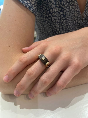 Bague BAGUE MODERNE ÉBÈNE ET DIAMANTS 58 Facettes 051891