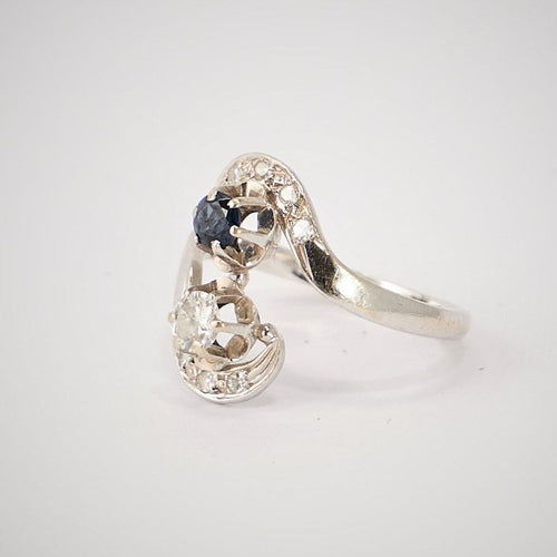 Bague Bague Toi & Moi Saphir Diamants 58 Facettes LOT 3562