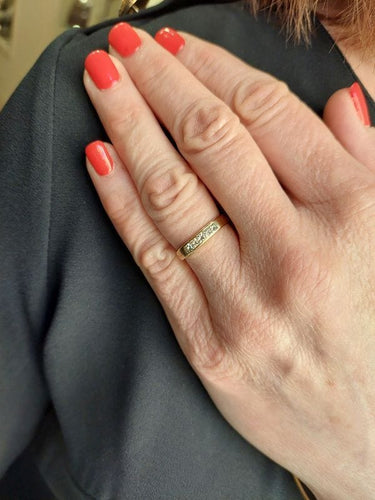 Bague 53 Demi alliance Or jaune Diamants 58 Facettes 080851