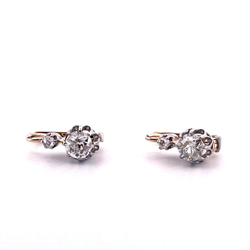 Boucles d'oreilles Dormeuses ancienne diamants 58 Facettes
