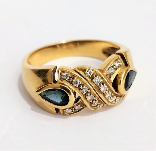 Bague 58 Bague entrecroisée saphirs poire et diamants 58 Facettes 1-150/7