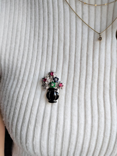 Broche Broche-pendentif Panier De Fleurs 58 Facettes 446