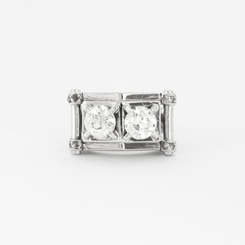 Bague 49.5 Bague Art Déco Platine Or gris Diamants 58 Facettes