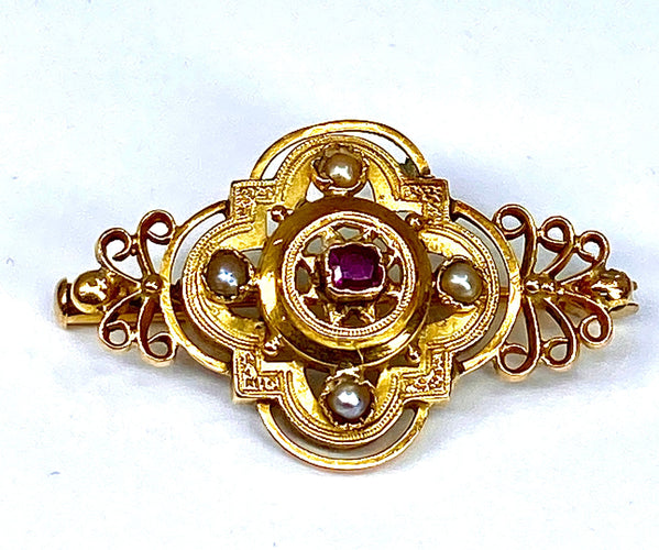 Broche Broche perles fines grenat vers 1900 58 Facettes AB167