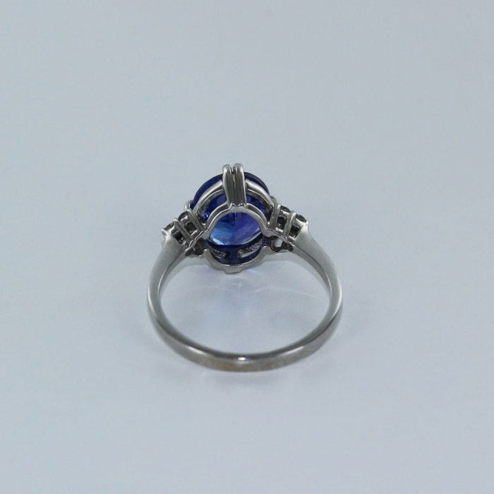 Bague 56 Bague fine Or blanc Tanzanite Diamants 58 Facettes