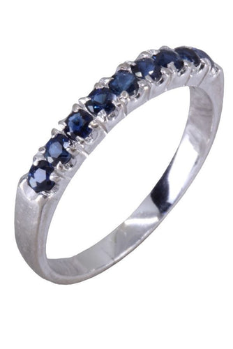 Bague 50 Demi alliance Or blanc Spinelles bleues 58 Facettes 082011