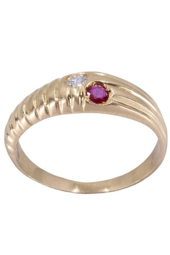 Bague 49 BAGUE JONC GODRONNÉE RUBIS ET DIAMANT 58 Facettes 061671