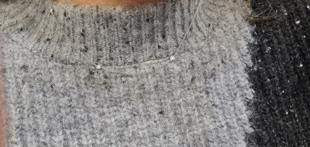 Collier Collier en Or blanc, Diamants 58 Facettes