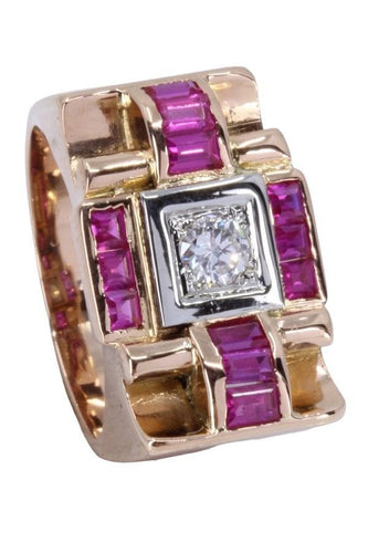 Bague 52 BAGUE TANK RUBIS ET DIAMANTS 58 Facettes 066211