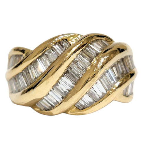 Bague 54 Bague ondulée, diamants baguette 58 Facettes 1-1324/1