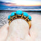 Bague Bague Jarretière Or Jaune, Turquoises Cabochons & Diamants 58 Facettes B66B