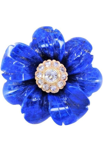 Broche BROCHE/PENDENTIF FLEUR EN LAPIS LAZULI ET DIAMANTS 58 Facettes 068501
