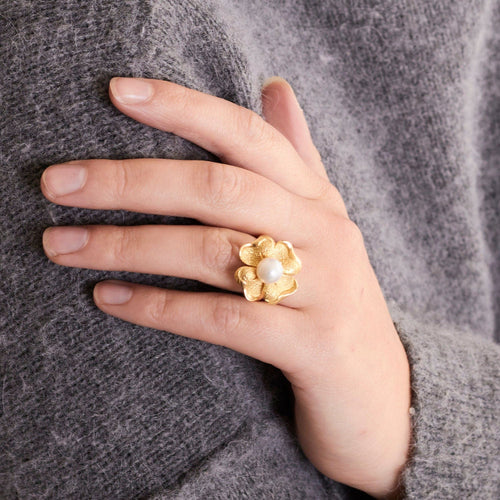 Bague 52.5 Bague Perle Trèfle 58 Facettes 002.198