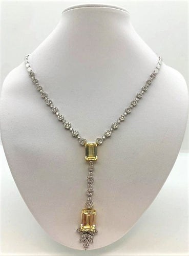 Collier Collier en Or blanc, Diamants et Pierres Jaunes 58 Facettes 20400000471