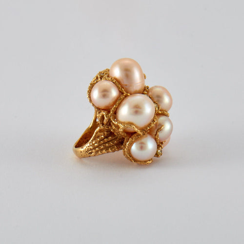 Bague 54 Bague Cocktail Perles Diamants 58 Facettes FL249